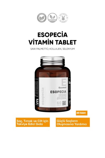 Esopecia Saç, Tırnak Ve Cilt İçin Kollojen Biotin, Keratin, At Kuyruğu, Selenyum Vitamin Tablet