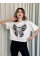 Oversize Beyaz baskılı crop tişört