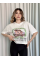 Oversize Beyaz baskılı crop tişört