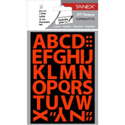 Tanex Stc-551 Harf Etiketi 23mm Flo Kırmızı 2 Li Paket Tanex Stc-551 Harf Etiketi 23mm Flo Kırmızı 2 Li Paket