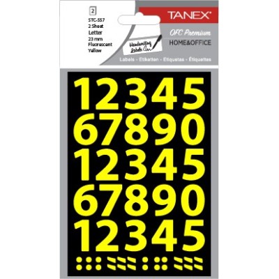Tanex Stc-557 Rakam Etiketi 23mm Flo Sarı 2 Li Paket Tanex Stc-557 Rakam Etiketi 23mm Flo Sarı 2 Li Paket