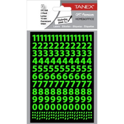 Tanex Stc-568 Rakam Etiketi 10mm Flo Yeşil 2 Li Paket Tanex Stc-568 Rakam Etiketi 10mm Flo Yeşil 2 Li Paket