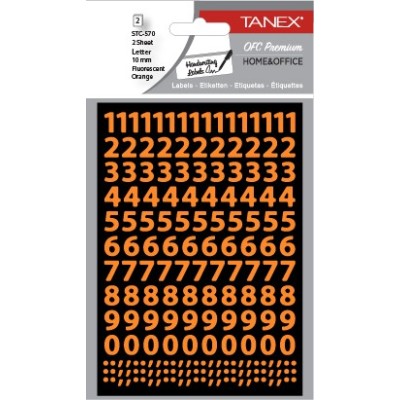 Tanex Stc-570 Rakam Etiketi 10mm Flo Turuncu 2 Li Paket Tanex Stc-570 Rakam Etiketi 10mm Flo Turuncu 2 Li Paket