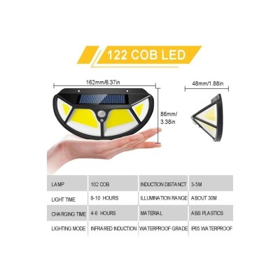 Fonksiyonel Sensörlü 122 Ledli Solar Bahçe Lambası Fonksiyonel Sensörlü 122 Ledli Solar Bahçe Lambası