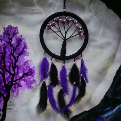 Mor İncili Hayat Ağacı Dream Catcher Mor İncili Hayat Ağacı Dream Catcher