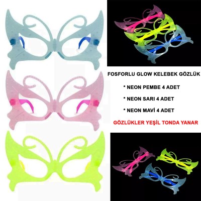 Fosforlu Neon Parti Gözlüğü Seti 12 Adet Fosforlu Neon Parti Gözlüğü Seti 12 Adet