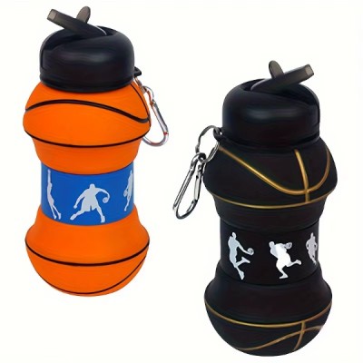 Basketbol Topu Tasarımlı Akordiyon Su Şişesi Basketbol Topu Tasarımlı Akordiyon Su Şişesi