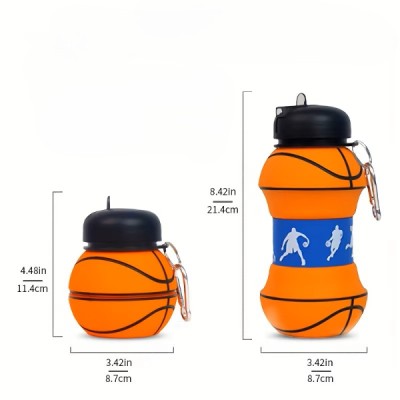 Basketbol Topu Tasarımlı Akordiyon Su Şişesi Basketbol Topu Tasarımlı Akordiyon Su Şişesi