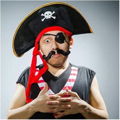 Yetişkin Boy Kadife Kaptan Jack Sparrow Korsan Şapkası ve Plastik Korsan Göz Maskesi Yetişkin Boy Kadife Kaptan Jack Sparrow Korsan Şapkası ve Plastik Korsan Göz Maskesi