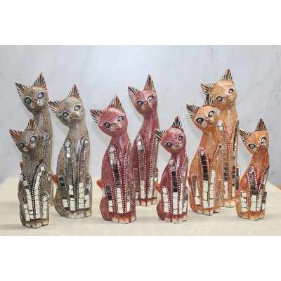 Ahşap 3'lü Kedi Seti 30 Cm Model 2 Ahşap 3'lü Kedi Seti 30 Cm Model 2