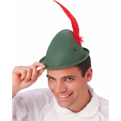Peter Pan Şapkası Yeşil Renk Kırmızı Tüylü Peter Pan Şapkası Yeşil Renk Kırmızı Tüylü