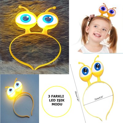 Led Işıklı & Pilli Uzaylı Göz Parti Tacı Sarı Renk Led Işıklı & Pilli Uzaylı Göz Parti Tacı Sarı Renk