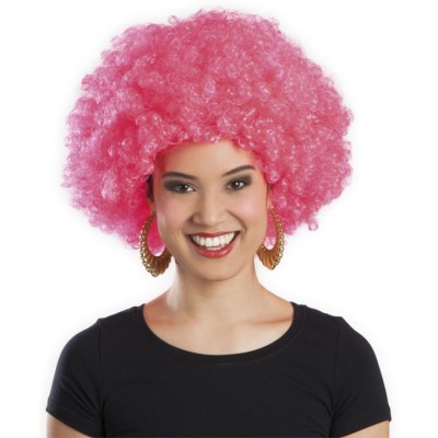 Pembe Renk Kıvırcık Afro Bonus Parti Peruğu Pembe Renk Kıvırcık Afro Bonus Parti Peruğu