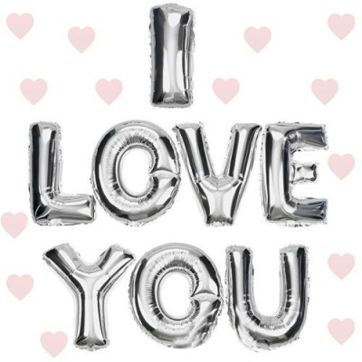 I Love You Folyo Balon Gümüş Renk 35 CM I Love You Folyo Balon Gümüş Renk 35 CM