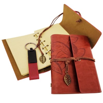 Özel Ahşap Kutulu Kiremit Rengi Deri Defter ve Anahtarlık Set Özel Ahşap Kutulu Kiremit Rengi Deri Defter ve Anahtarlık Set