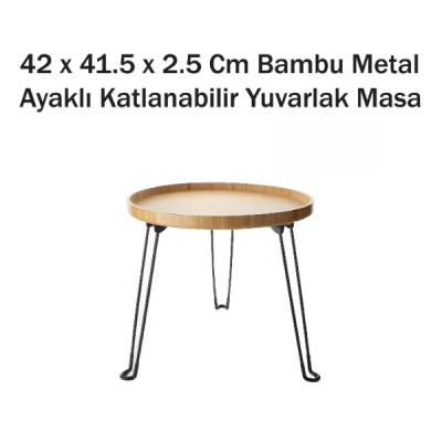 Bambu Metal Ayaklı Katlanabilir Yuvarlak Masa - 42 x 41.5 x 2.5 Cm Bambu Metal Ayaklı Katlanabilir Yuvarlak Masa - 42 x 41.5 x 2.5 Cm