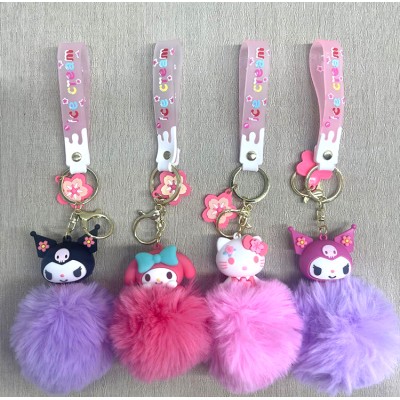 Ponponlu Kuromi Ve Hello Kitty Karışık Anahtarlık Ponponlu Kuromi Ve Hello Kitty Karışık Anahtarlık