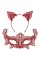 Romantik Kırmızı Dantel Maske Seti – Kedi Kulaklı Taç ve Maske No 3
