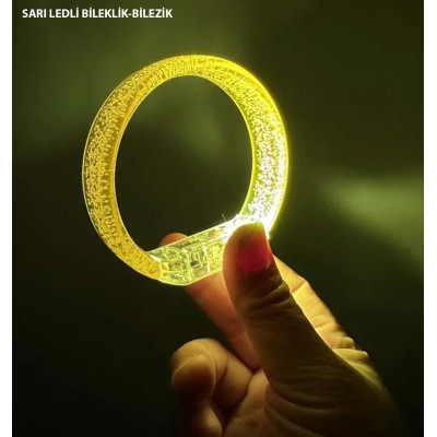 Sarı Led Işıklı Baskı Yapılabilen Pilli Bileklik Bilezik