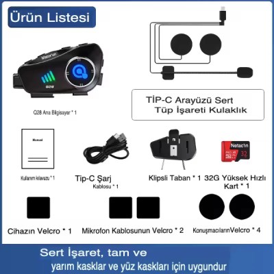 Q28 Kameralı Motosiklet Kask Kulaklığı Q28 Kameralı Motosiklet Kask Kulaklığı