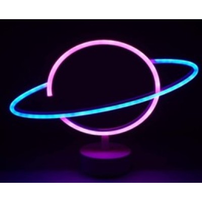 Neon Işıklı Satürn Lamba Neon Işıklı Satürn Lamba