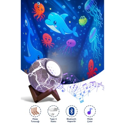 Bluetooth Özellikli Desenli Projektör Gece Lambası Bluetooth Özellikli Desenli Projektör Gece Lambası