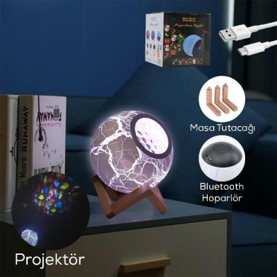 Bluetooth Özellikli Desenli Projektör Gece Lambası Bluetooth Özellikli Desenli Projektör Gece Lambası