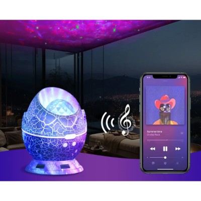 Çatlak Dinozor Yumurtası Tasarımlı Projektörlü Gece Lambası Bluetooth Özellikli Çatlak Dinozor Yumurtası Tasarımlı Projektörlü Gece Lambası Bluetooth Özellikli