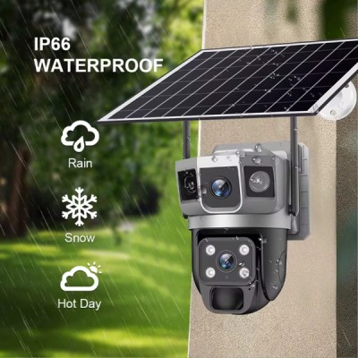 Güneş Enerjili Çift Lens Dış Mekan Güvenlik Kamerası Güneş Enerjili Çift Lens Dış Mekan Güvenlik Kamerası
