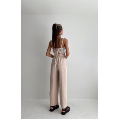 7023 Askılı Bahçıvan Tulum - Bej 7023 Askılı Bahçıvan Tulum - Bej
