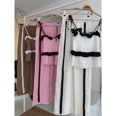 Askılı Bluz Pantolon Triko Takım 10114 Askılı Bluz Pantolon Triko Takım 10114