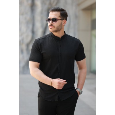 Erkek Hakim Yaka Kısa Kollu Gömlek