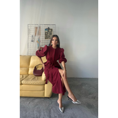 TENCEL KARPUZ KOL ELBİSE - Bordo TENCEL KARPUZ KOL ELBİSE - Bordo