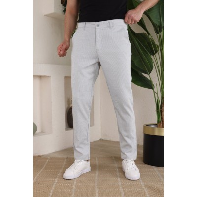 Erkek Casual Slim Fit Cord Desenli Kumaş Pantolon