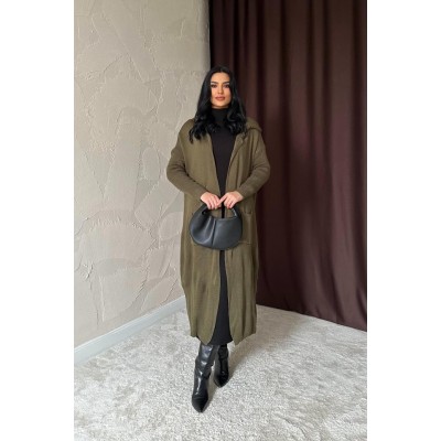 Haki Arkası Yazılı Hırka Haki Arkası Yazılı Hırka
