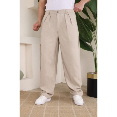 Erkek Beli Lastikli Pileli Baggy Pantolon