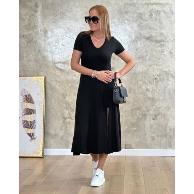 Kadın Kısa Kollu V Yaka Maxi Boy Elbise 124 Cm Kadın Kısa Kollu V Yaka Maxi Boy Elbise 124 Cm