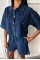 Taş Detaylı Gömlek Şort Denim Takım 10175 Taş Detaylı Gömlek Şort Denim Takım 10175
