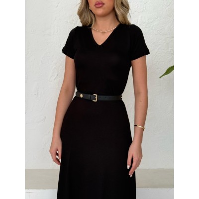 Kadın Kısa Kollu V Yaka Maxi Boy Elbise 124 Cm Kadın Kısa Kollu V Yaka Maxi Boy Elbise 124 Cm