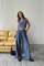 TENCEL CROP KOLSUZ GÖMLEK - PANTOLON TAKIM - İndigo TENCEL CROP KOLSUZ GÖMLEK - PANTOLON TAKIM - İndigo