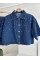 Taş Detaylı Gömlek Şort Denim Takım 10175 Taş Detaylı Gömlek Şort Denim Takım 10175