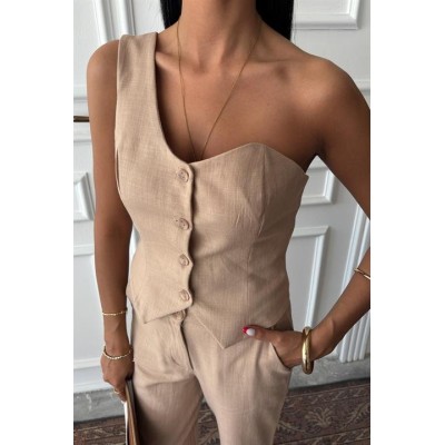 Tek Omuz Büstiyer Plazzo Pantolon Viscon Takım 10159 Tek Omuz Büstiyer Plazzo Pantolon Viscon Takım 10159