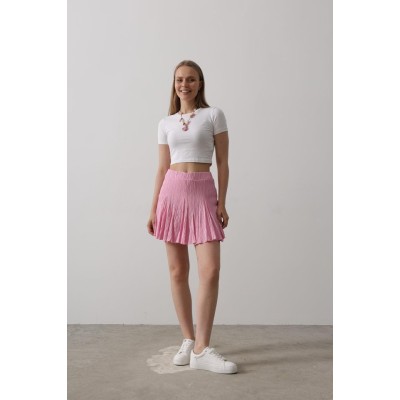 Beli Lastikli Mini Etek - Pembe Beli Lastikli Mini Etek - Pembe