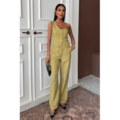 Tek Omuz Büstiyer Plazzo Pantolon Viscon Takım 10159 Tek Omuz Büstiyer Plazzo Pantolon Viscon Takım 10159