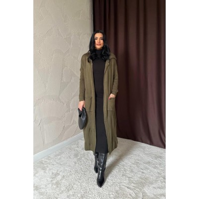 Haki Arkası Yazılı Hırka Haki Arkası Yazılı Hırka