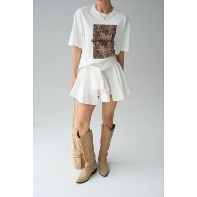 Leopar Baskı T-Shirt - Krem Leopar Baskı T-Shirt - Krem