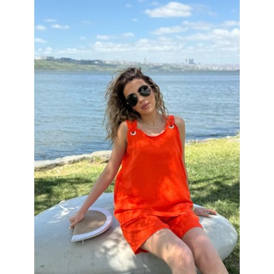 Kadın Kolsuz V Yaka Kuş Gözü Detay Bluz Short Aerobin Ikili Takım Kadın Kolsuz V Yaka Kuş Gözü Detay Bluz Short Aerobin Ikili Takım