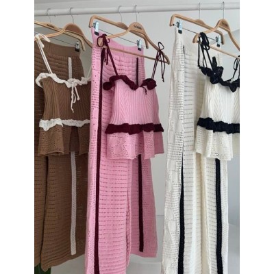 Askılı Bluz Pantolon Triko Takım 10114 Askılı Bluz Pantolon Triko Takım 10114