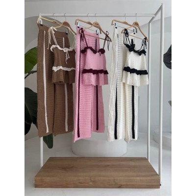 Askılı Bluz Pantolon Triko Takım 10114 Askılı Bluz Pantolon Triko Takım 10114