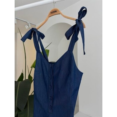 Tensel Denim Kumaşlı Mini Tulum 1363 Tensel Denim Kumaşlı Mini Tulum 1363